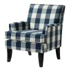Navy Buffalo Check Upholstered Armchair
