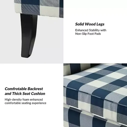 Navy Buffalo Check Upholstered Armchair