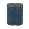 Navy Chenille Flower Storage Ottoman