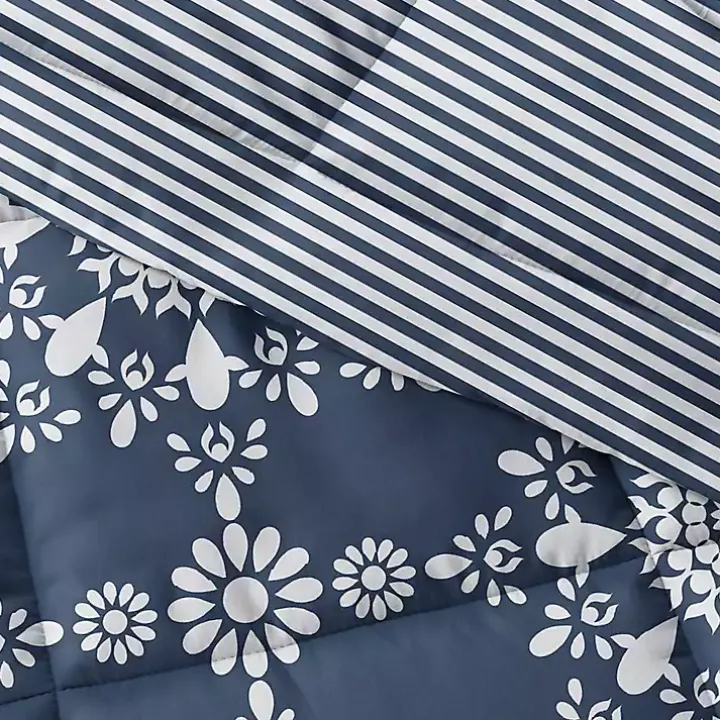 Navy Daisy Medallion Twin 3-pc. Comforter Set