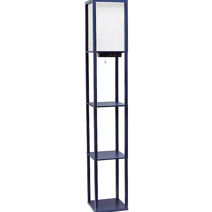 Navy Etagere Shelf Charging Floor Lamp