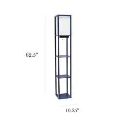 Navy Etagere Shelf Charging Floor Lamp