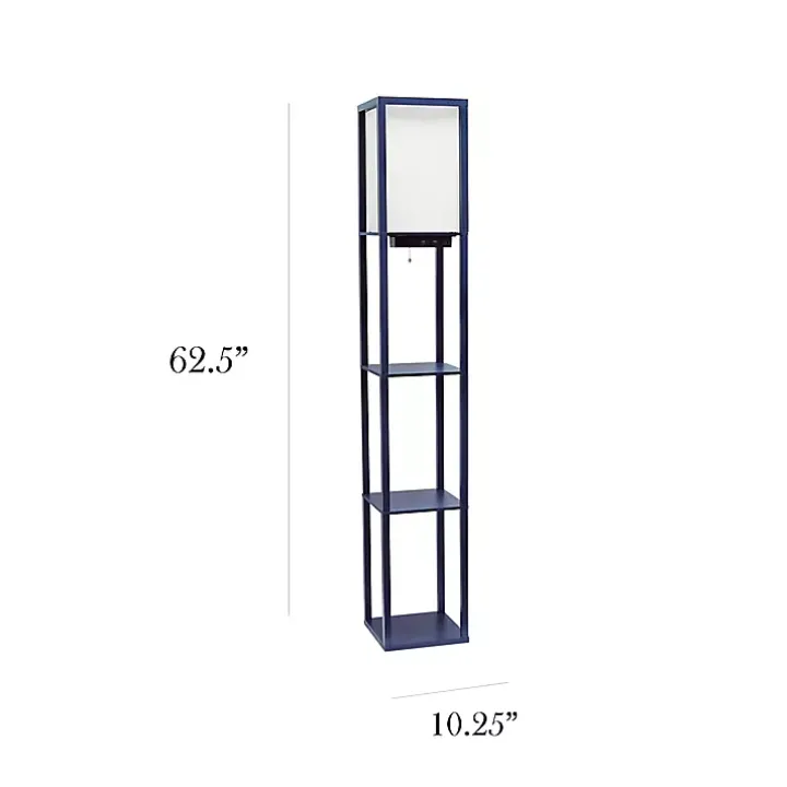 Navy Etagere Shelf Charging Floor Lamp