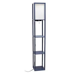 Navy Etagere Shelf Charging Floor Lamp