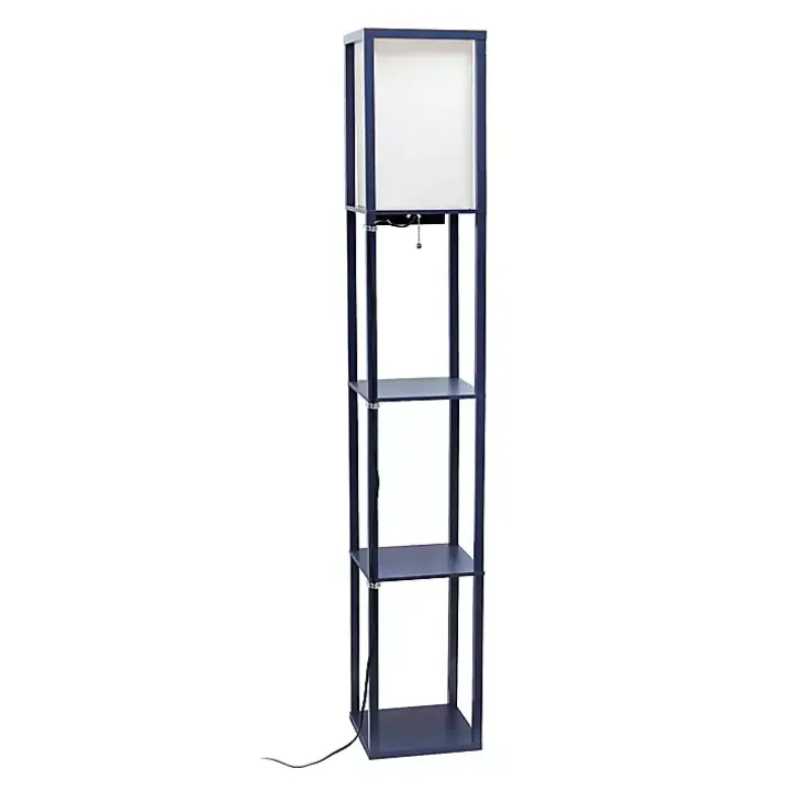 Navy Etagere Shelf Charging Floor Lamp
