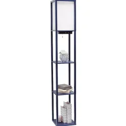 Navy Etagere Shelf Charging Floor Lamp