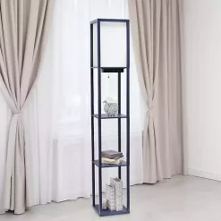 Navy Etagere Shelf Charging Floor Lamp