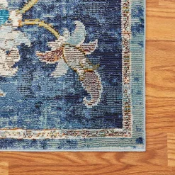 Navy Faded Floral Area Rug, 2x9