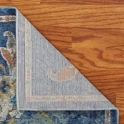 Navy Faded Floral Area Rug, 2x9