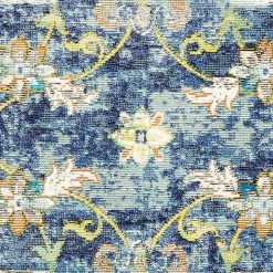 Navy Faded Floral Area Rug, 2x9
