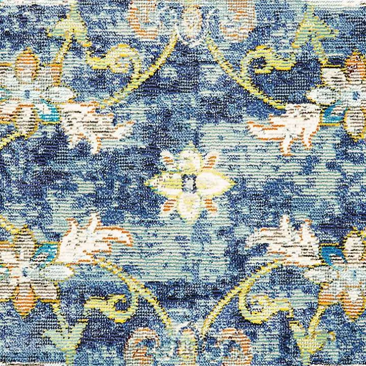 Navy Faded Floral Area Rug, 2x9