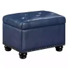 Navy Faux Leather Jessy Storage Ottoman