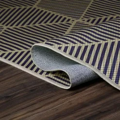 Navy Geometric Washable Area Rug, 5x7