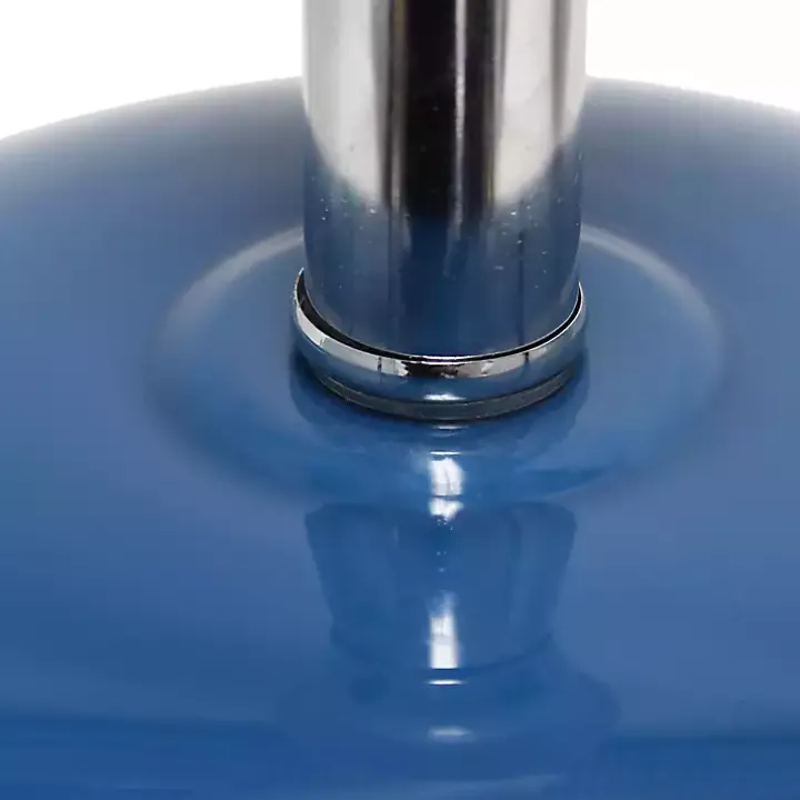 Navy Glass Short Oval Table Lamp