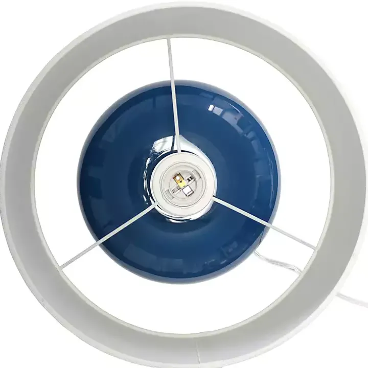 Navy Glass Short Oval Table Lamp