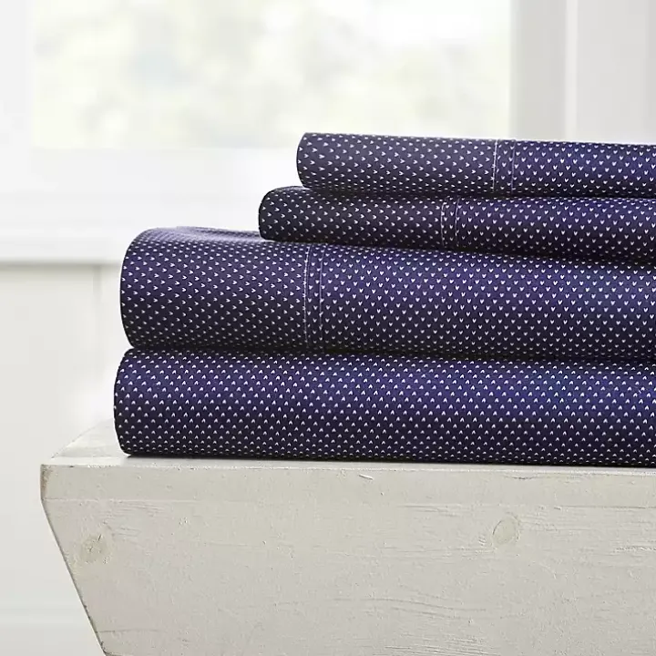 Navy Hearts 4-pc. Full Sheet Set