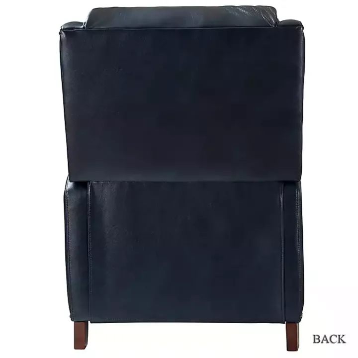 Navy Leather Nailhead Traditional Recliner