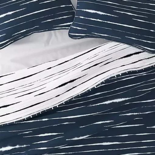 Navy Linear Reversible 2-pc. Twin Quilt Set