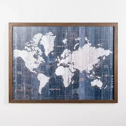 Navy Old World Map Framed Art Print