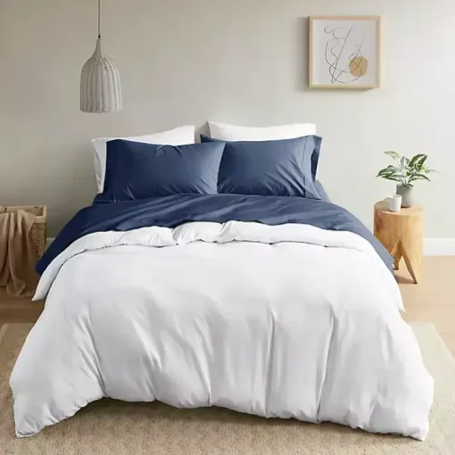 Navy Peached Percale 4-pc. King Sheet Set