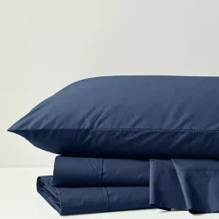 Navy Peached Percale 4-pc. King Sheet Set