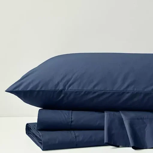 Navy Peached Percale 4-pc. King Sheet Set