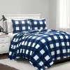 Navy Plaid Faux Fur 3-pc. Full/Queen Comforter Set