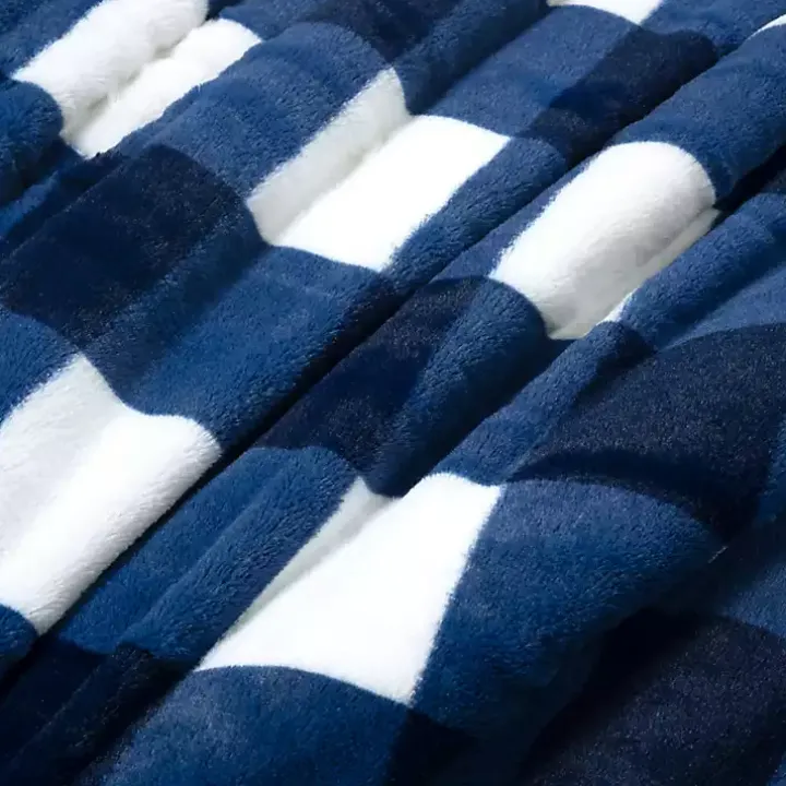 Navy Plaid Faux Fur 3-pc. Full/Queen Comforter Set