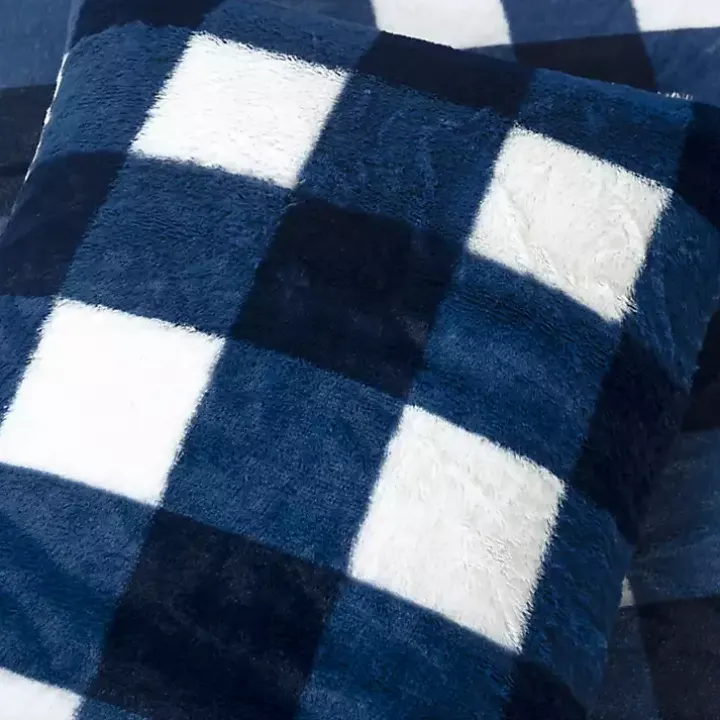 Navy Plaid Faux Fur 3-pc. Full/Queen Comforter Set