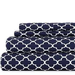 Navy Quatrefoil 4-pc. Full Sheet Set