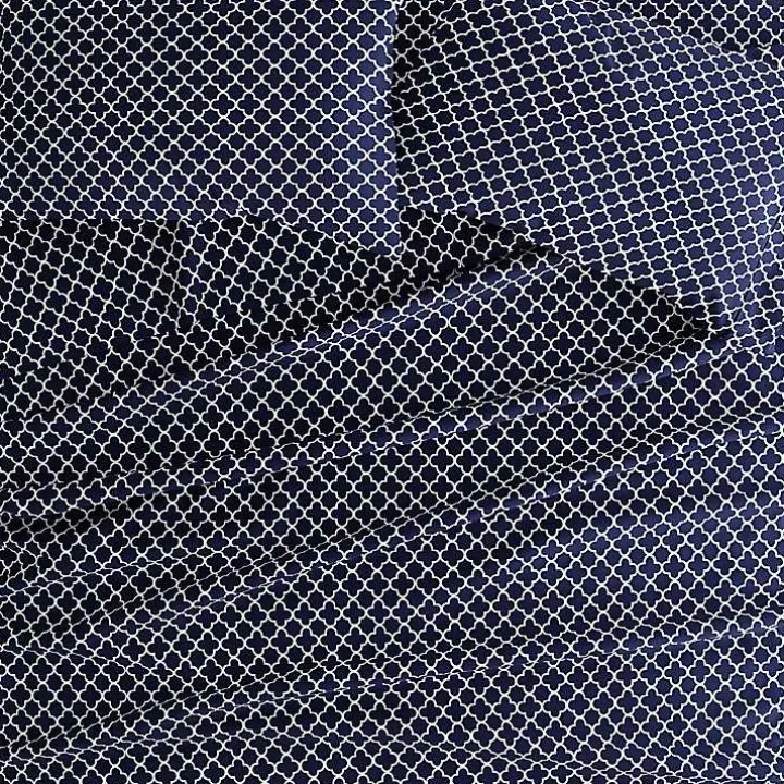 Navy Quatrefoil 4-pc. Full Sheet Set