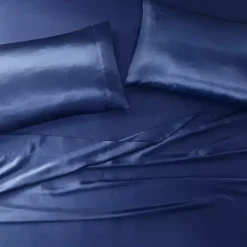 Navy Satin King 2-pc. Pillow Case Set