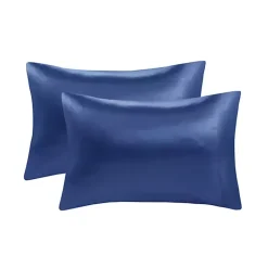 Navy Satin Standard 2-pc. Pillow Case Set