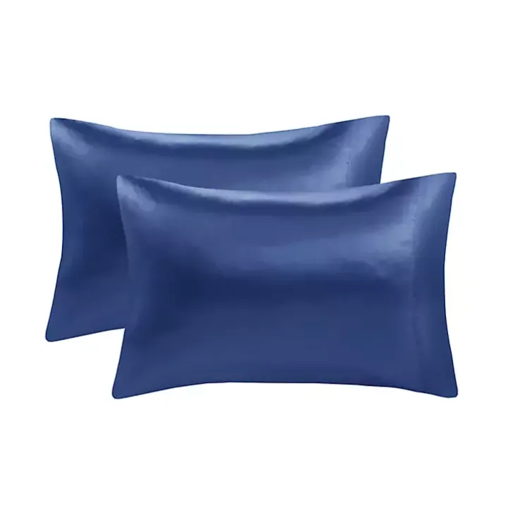 Navy Satin Standard 2-pc. Pillow Case Set