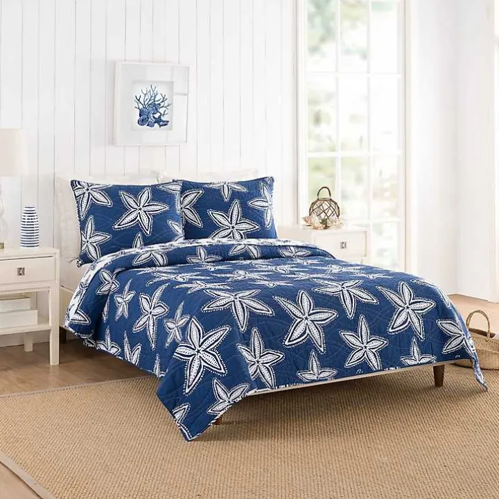 Navy Sea Star 2-pc. Twin Quilt Set