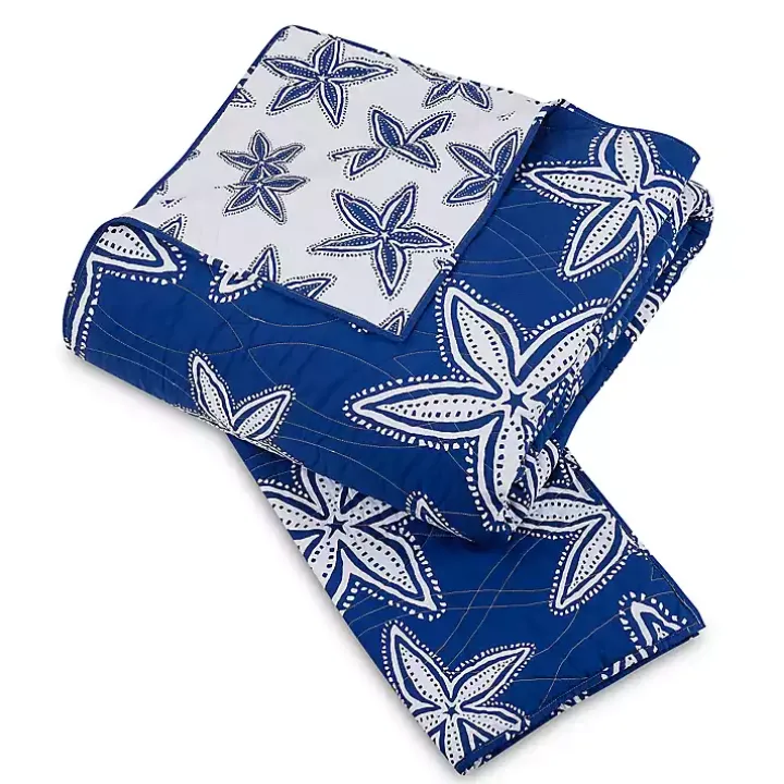 Navy Sea Star 2-pc. Twin Quilt Set