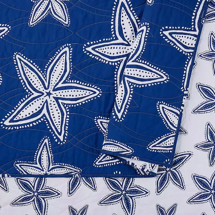 Navy Sea Star 2-pc. Twin Quilt Set