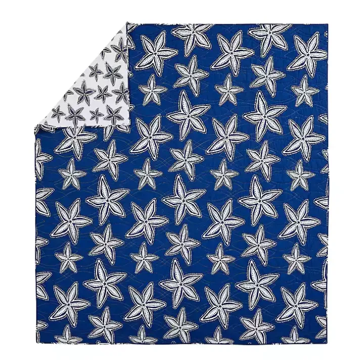 Navy Sea Star 2-pc. Twin Quilt Set