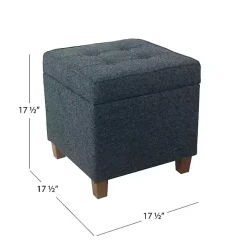 Navy Tufted Upholstered Storage Ottoman