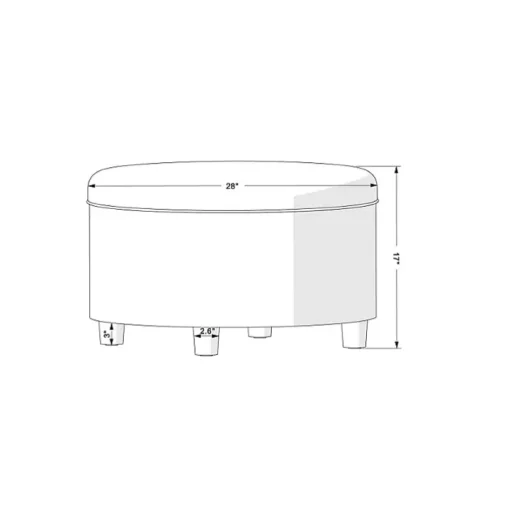 Navy Upholstered Round Storage Ottoman