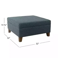 Navy Upholstered Square Storage Ottoman