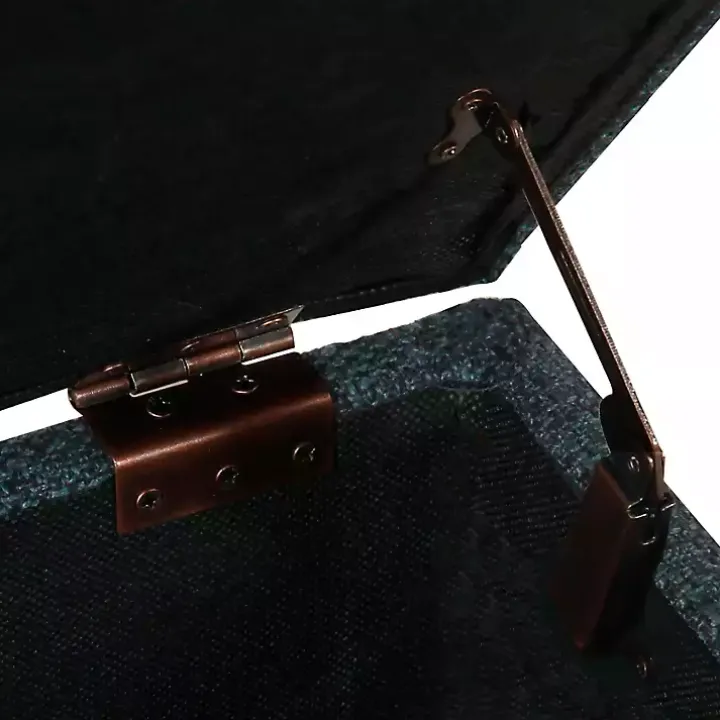 Navy Upholstered Square Storage Ottoman