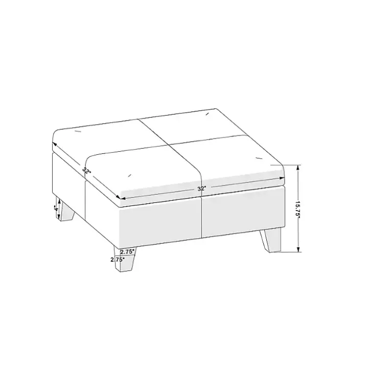 Navy Upholstered Square Storage Ottoman