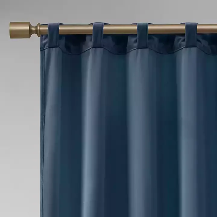 Navy Velvet Greta Curtain Panel Set, 95 in.