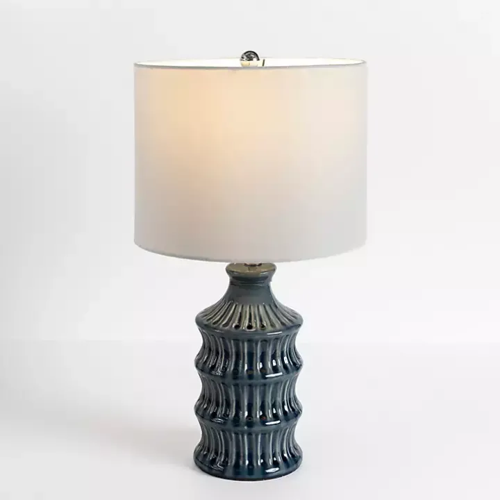 Navy Wave Glazed Table Lamp