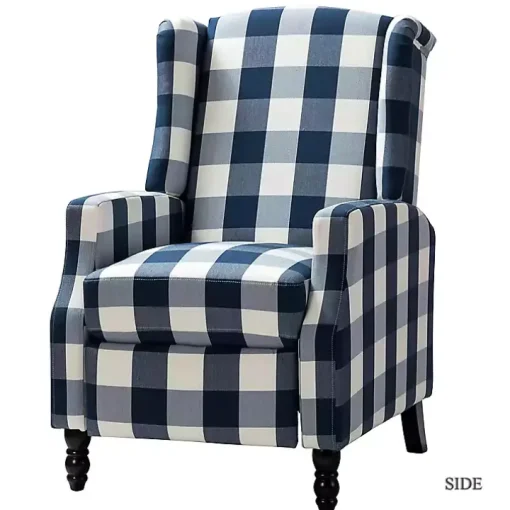 Navy Windowpane Plaid Recliner
