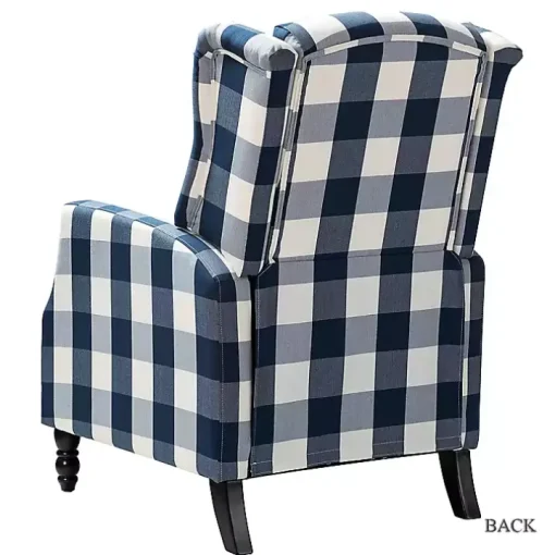 Navy Windowpane Plaid Recliner