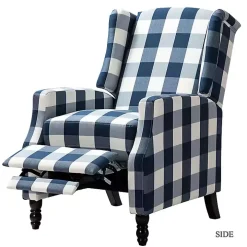 Navy Windowpane Plaid Recliner