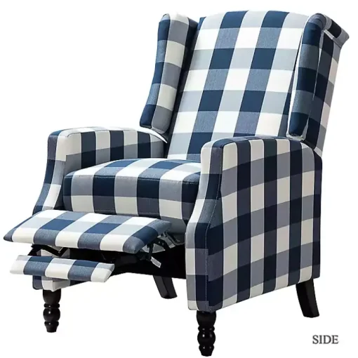Navy Windowpane Plaid Recliner