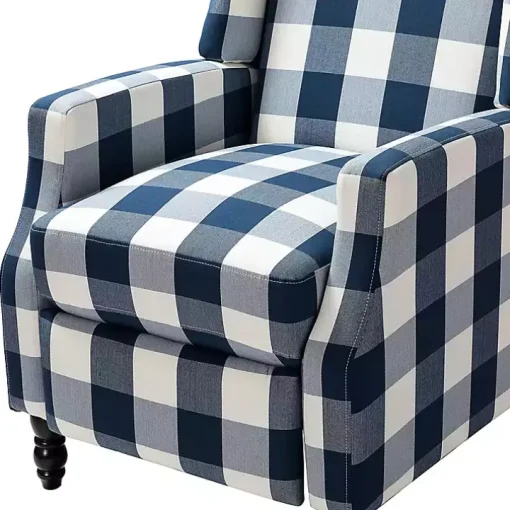 Navy Windowpane Plaid Recliner